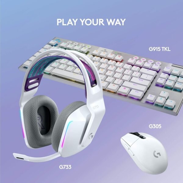 Logitech G733 Lightspeed Wireless On Ear Headphones with Mic Gaming with Suspension Headband, Lightsync RGB, Blue Vo!Ce Mic Technology and Pro-G Audio Drivers-White - Image 7