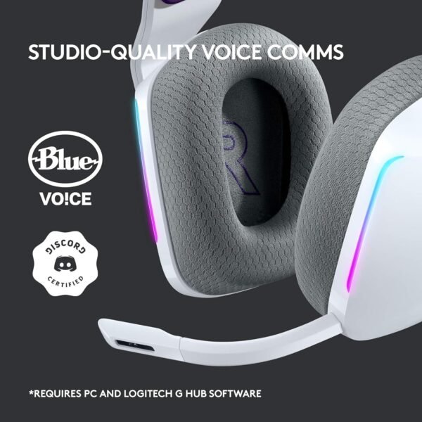 Logitech G733 Lightspeed Wireless On Ear Headphones with Mic Gaming with Suspension Headband, Lightsync RGB, Blue Vo!Ce Mic Technology and Pro-G Audio Drivers-White - Image 8