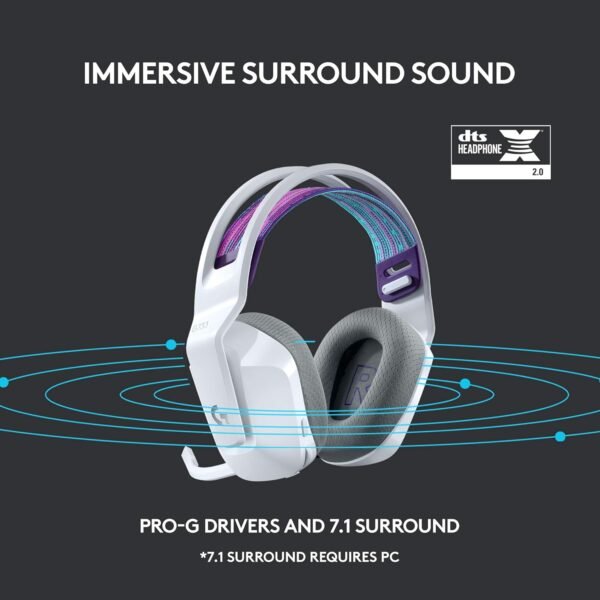 Logitech G733 Lightspeed Wireless On Ear Headphones with Mic Gaming with Suspension Headband, Lightsync RGB, Blue Vo!Ce Mic Technology and Pro-G Audio Drivers-White - Image 9